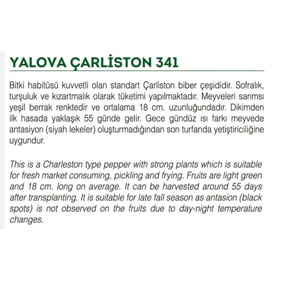 ATA TOHUMU YERLİ DOĞAL TATLI SİVRİ BİBER YALOVA ÇARLİSTON 1000 AD  TOHUM  