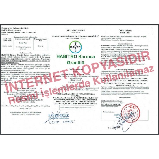 Bayer HABITRO Haşere Karınca Granülü 80 Gr. Kullanıma Hazır Yem